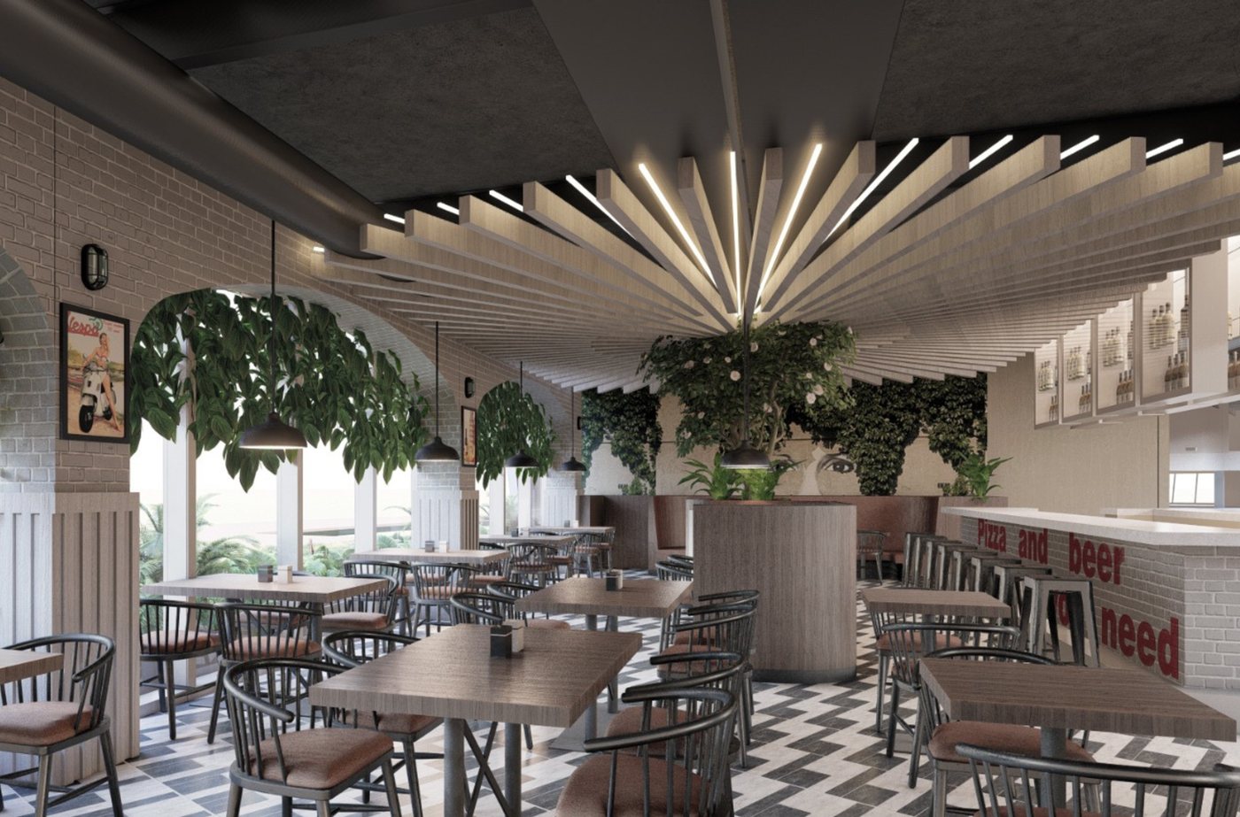 Il Giardino pizza and beer restaurant interior design Puerto Rico